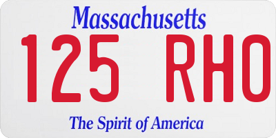 MA license plate 125RH0