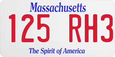 MA license plate 125RH3
