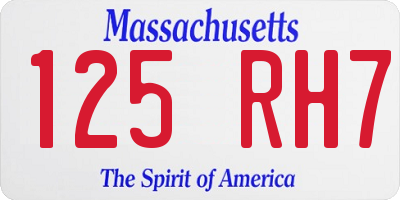 MA license plate 125RH7