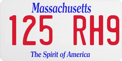 MA license plate 125RH9