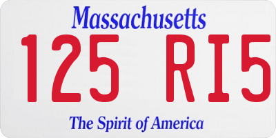 MA license plate 125RI5