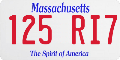 MA license plate 125RI7