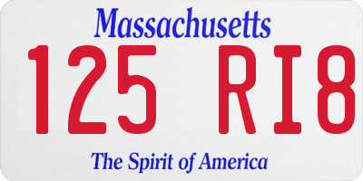 MA license plate 125RI8