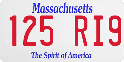 MA license plate 125RI9