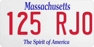 MA license plate 125RJ0