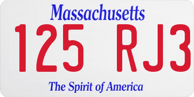 MA license plate 125RJ3
