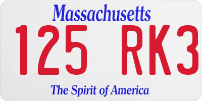 MA license plate 125RK3