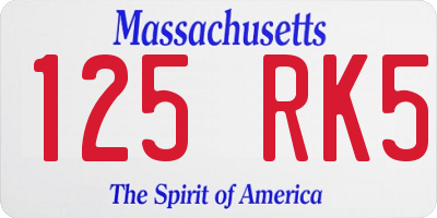 MA license plate 125RK5