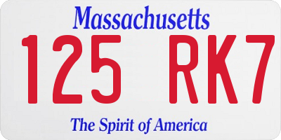 MA license plate 125RK7