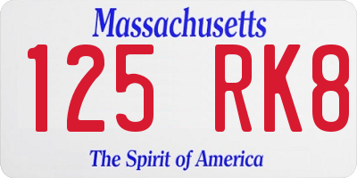 MA license plate 125RK8