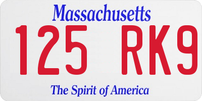 MA license plate 125RK9