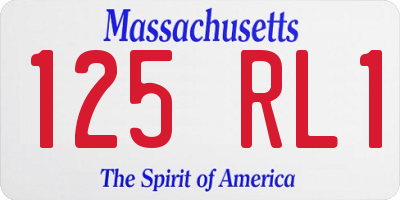 MA license plate 125RL1