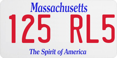 MA license plate 125RL5