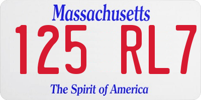 MA license plate 125RL7