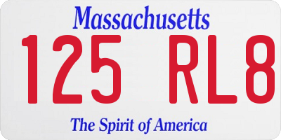 MA license plate 125RL8