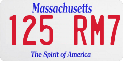 MA license plate 125RM7