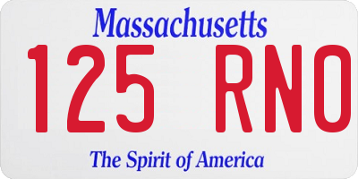 MA license plate 125RN0