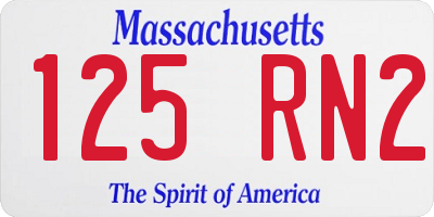 MA license plate 125RN2