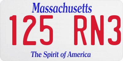 MA license plate 125RN3