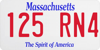 MA license plate 125RN4