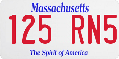MA license plate 125RN5