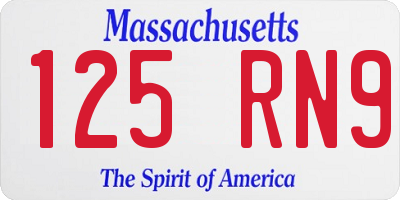 MA license plate 125RN9