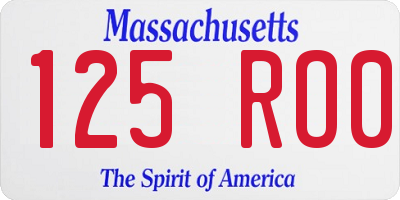 MA license plate 125RO0