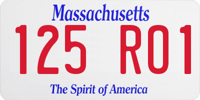 MA license plate 125RO1