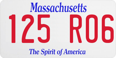 MA license plate 125RO6