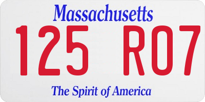 MA license plate 125RO7