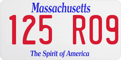 MA license plate 125RO9