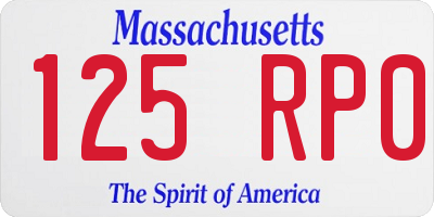 MA license plate 125RP0