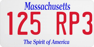 MA license plate 125RP3