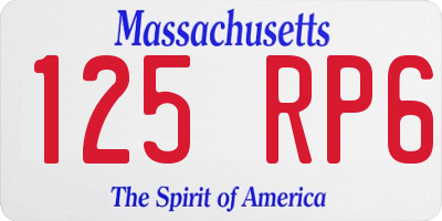 MA license plate 125RP6