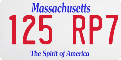 MA license plate 125RP7