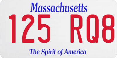 MA license plate 125RQ8