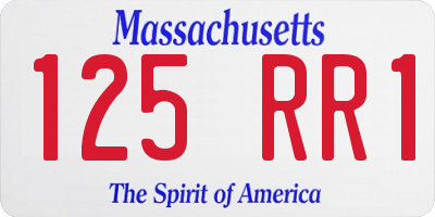 MA license plate 125RR1