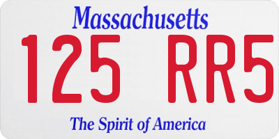 MA license plate 125RR5