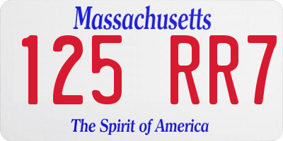 MA license plate 125RR7