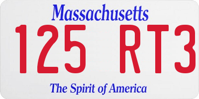 MA license plate 125RT3