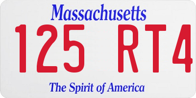 MA license plate 125RT4