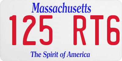 MA license plate 125RT6