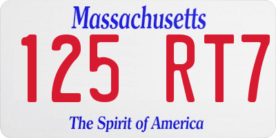 MA license plate 125RT7