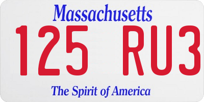 MA license plate 125RU3