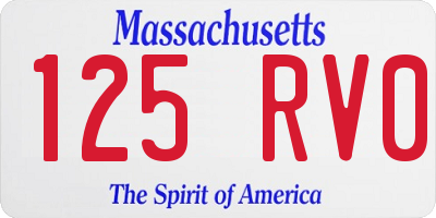 MA license plate 125RV0