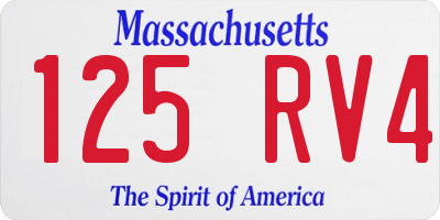 MA license plate 125RV4