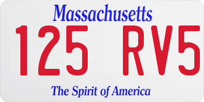 MA license plate 125RV5