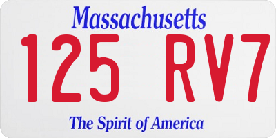 MA license plate 125RV7