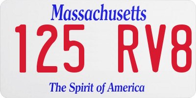 MA license plate 125RV8