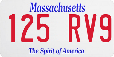 MA license plate 125RV9